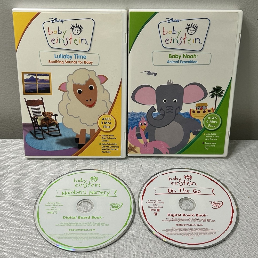 Baby Einstein DVD Lot 4 Lullaby Time Baby Noah Numbers Nursery‎ On The Go